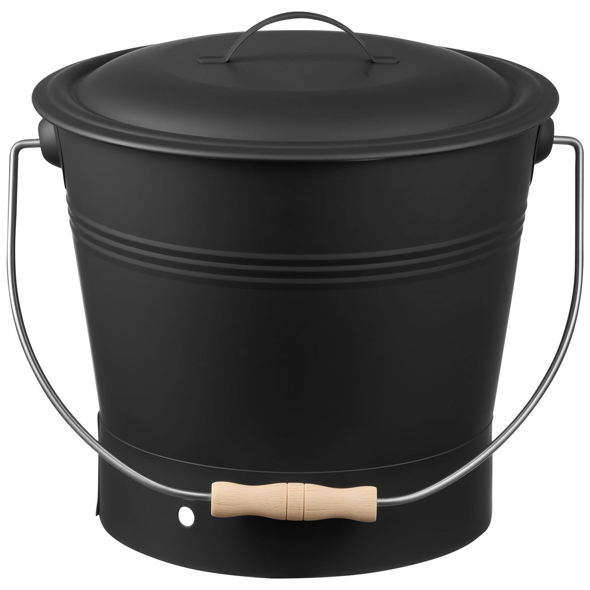Ash Bucket, 4 PCS with Lid, Shovel, Broom and Gloves, Metal Fireplace Charcoal Bucket and Ash Can, 2.6 GAL Large Capacity for Fireplace, Fire Pits, Wood Burning Stoves, Indoor and Outdoor