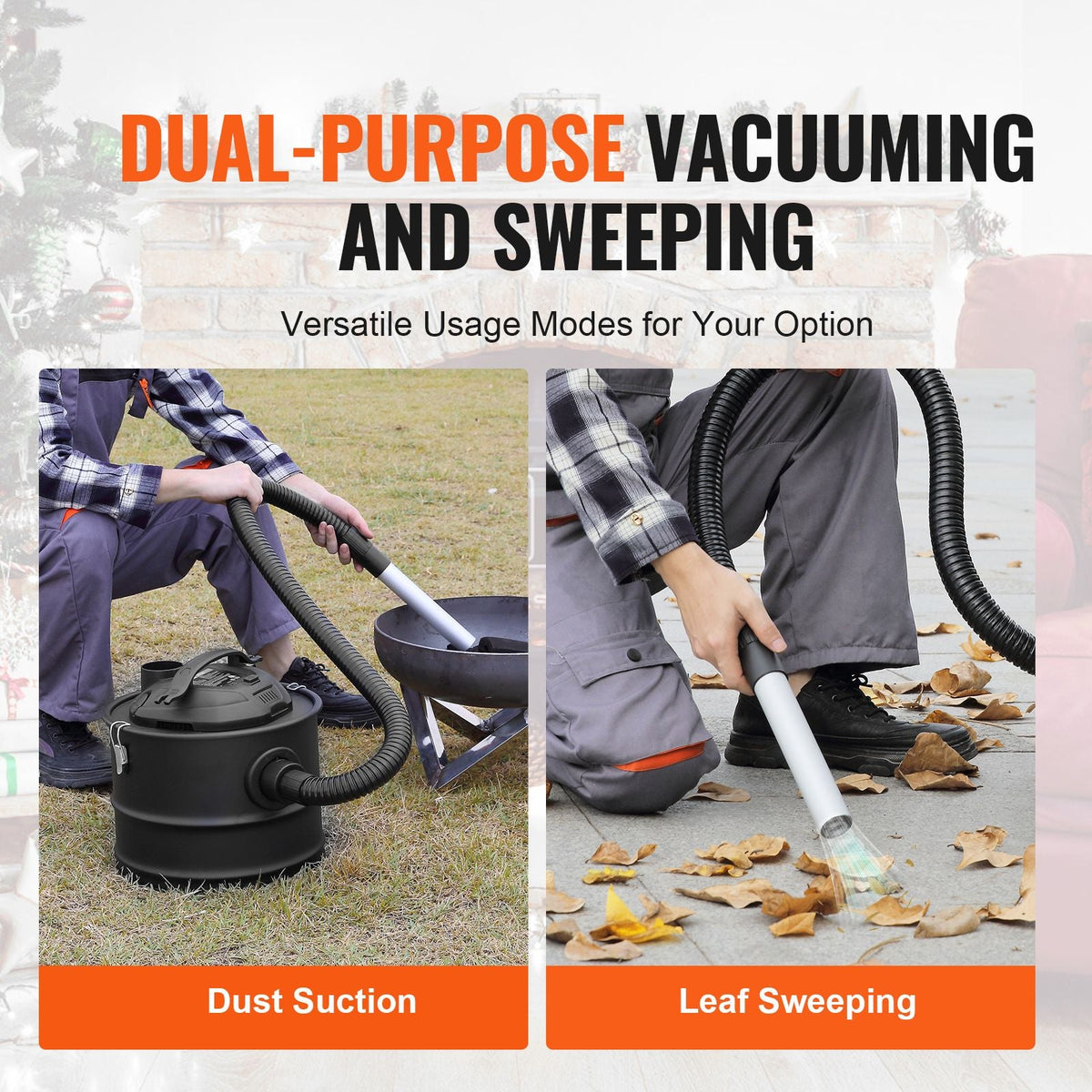 Ash Vacuum Cleaner, 4 Gallon with 1200W Powerful Suction, Ash Vac Collector with 47.2 in Flexible Hose, for Fireplaces, Pellet Stoves, Wood Stove, Log Burner, Grills, Pizza Ovens, Fire Pits