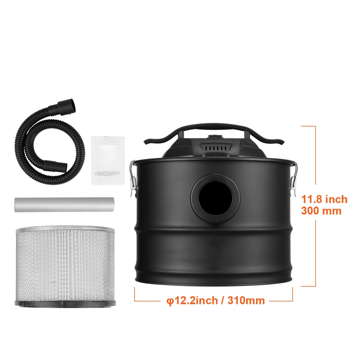 Ash Vacuum Cleaner, 4 Gallon with 1200W Powerful Suction, Ash Vac Collector with 47.2 in Flexible Hose, for Fireplaces, Pellet Stoves, Wood Stove, Log Burner, Grills, Pizza Ovens, Fire Pits