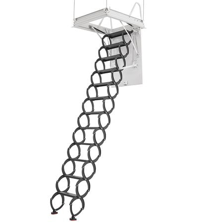 Attic Ladder, 660LBS/299.4KG Capacity, Fits 9.5 to 10.2 ft Ceiling Height and 39.4 x 27.5 inch Opening Size, Alloy Steel Pull-Down Retractable Ceiling Stair with Pulling Rod for Attic Loft Roof