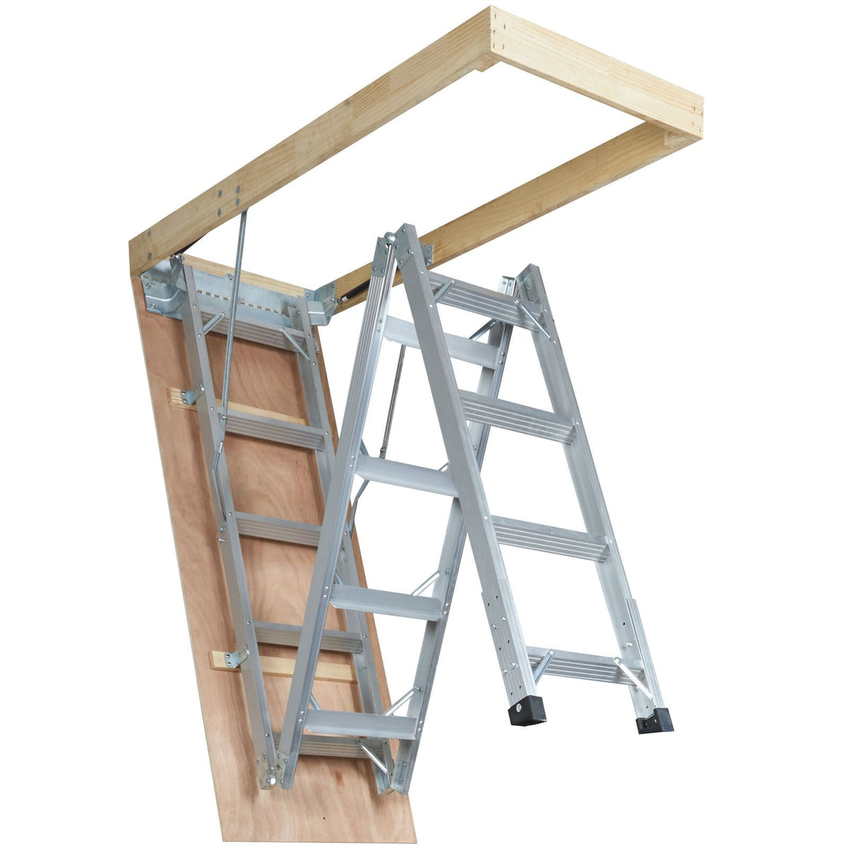 Attic Ladder Foldable, 350-pound Capacity, 22.5" x 63", Multi-Purpose Aluminium Extension, Lightweight and Portable, Fits 9.5'-12' Ceiling Heights, Convenient Access to Your Attic Standard
