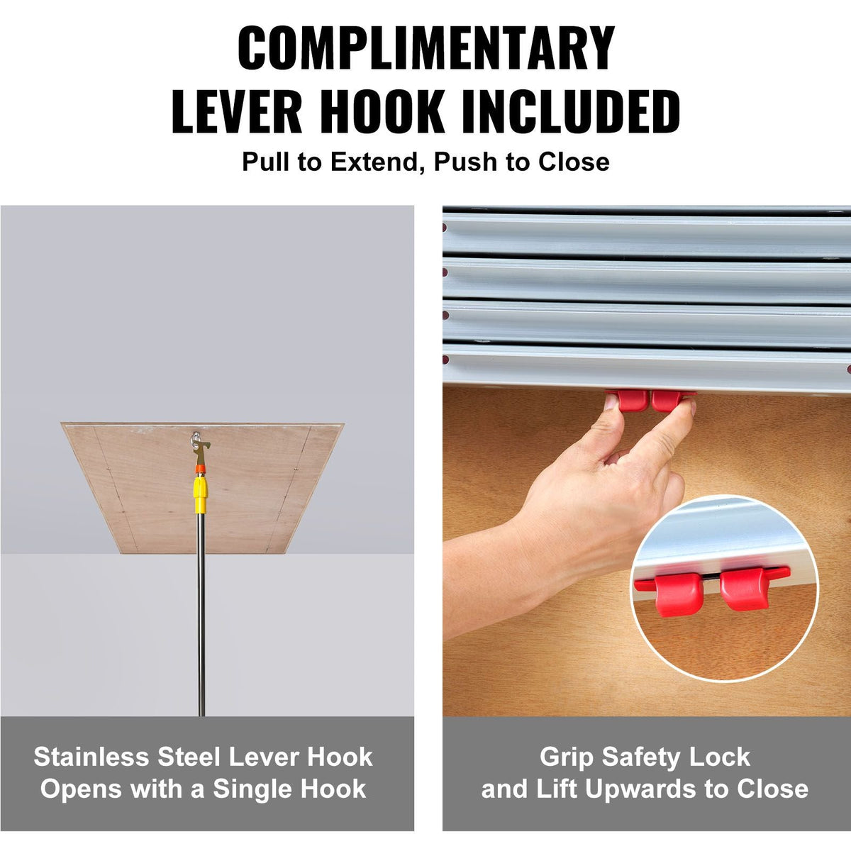 Attic Ladder Telescoping, 350-pound Capacity, 39.37" x 23.6", Multi-Purpose Aluminium Extension, Lightweight and Portable, Fits 9.8'-10.5' Ceiling Heights, Convenient Access to Your Attic Standa