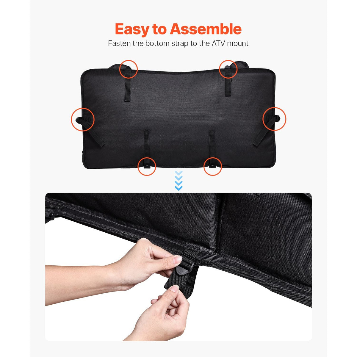 ATV Rear Storage Bag, 50L ATV Rear Cargo Bag with Sponge Seat Cushion & Bottle Holder, 600D Oxford Cloth Rear Seat Gear Bag Fit Most ATVs with Rear Rack, Compatible with ATV, UTV, Can-Am Vehicle