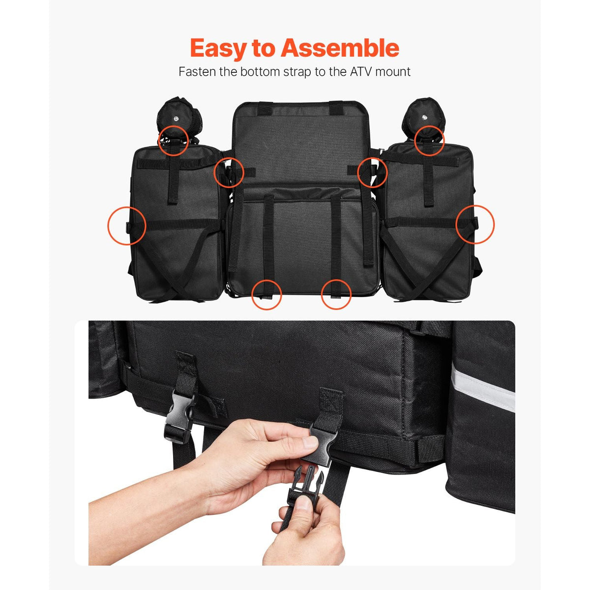 ATV Rear Storage Bag, 60L ATV Rear Cargo Storage Bag with Backrest & Waterproof Cover, 600D Oxford Cloth Rear Seat Gear Bag Fit Most ATVs with Rear Rack, Compatible with ATV, UTV, Can-Am Vehicle