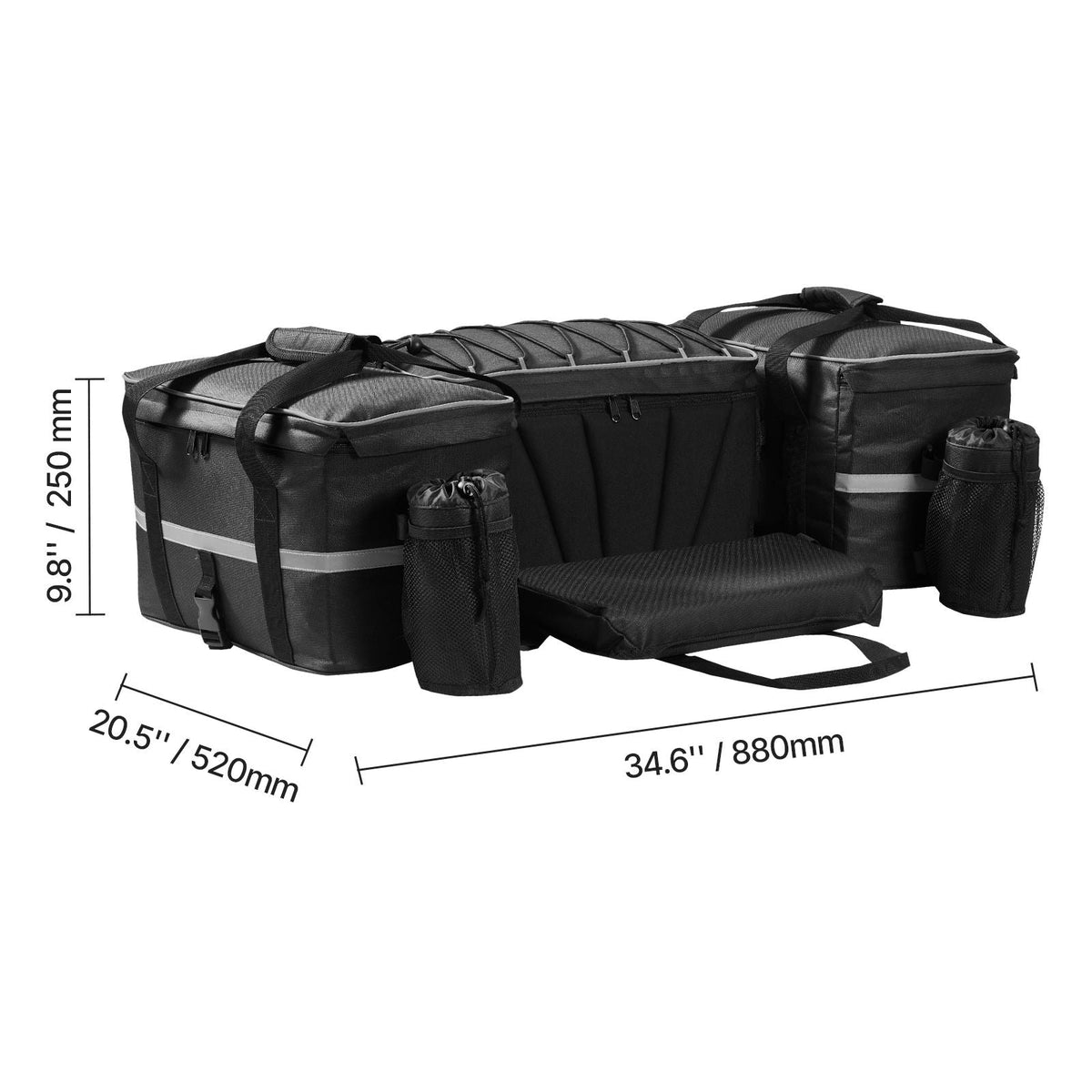ATV Rear Storage Bag, 60L ATV Rear Cargo Storage Bag with Backrest & Waterproof Cover, 600D Oxford Cloth Rear Seat Gear Bag Fit Most ATVs with Rear Rack, Compatible with ATV, UTV, Can-Am Vehicle