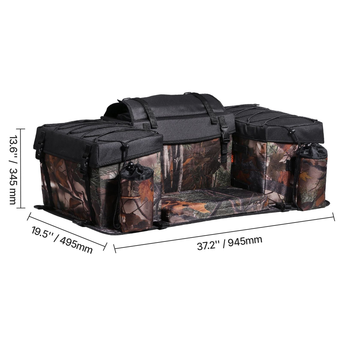 ATV Rear Storage Bag, 68L ATV Rear Cargo Bag with Sponge Seat Cushion & Bottle Holder, 600D Oxford Cloth Storage Rear Rack Seat Bag Fit Most ATVs with Rear Rack, Compatible with ATV, UTV, Can-Am