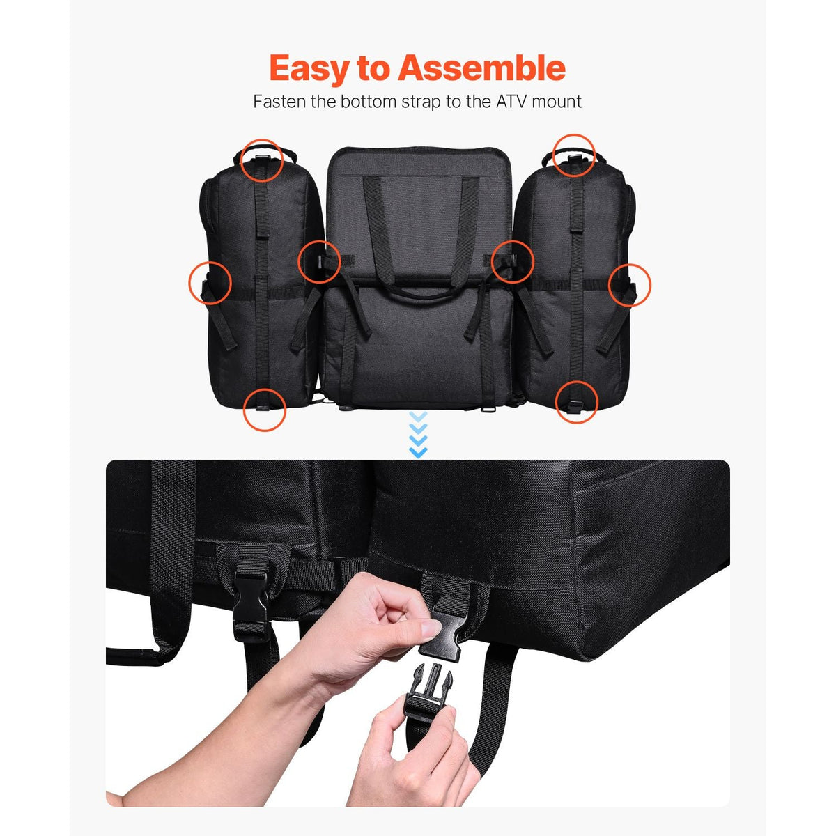 ATV Rear Storage Bag, 74L ATV Rear Cargo Bag with Cooler Insulated Bag, 600D Oxford Cloth Storage Rear Rack Seat Bag Fit Most ATVs with Rear Rack, Compatible with ATV, UTV, Can-Am Vehicles