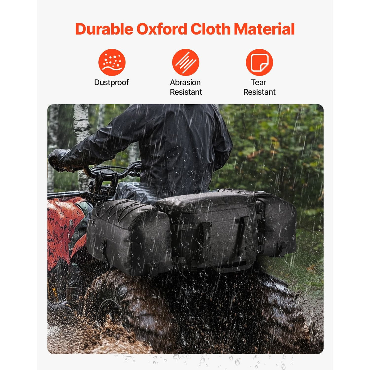 ATV Rear Storage Bag, 74L ATV Rear Cargo Bag with Cooler Insulated Bag, 600D Oxford Cloth Storage Rear Rack Seat Bag Fit Most ATVs with Rear Rack, Compatible with ATV, UTV, Can-Am Vehicles