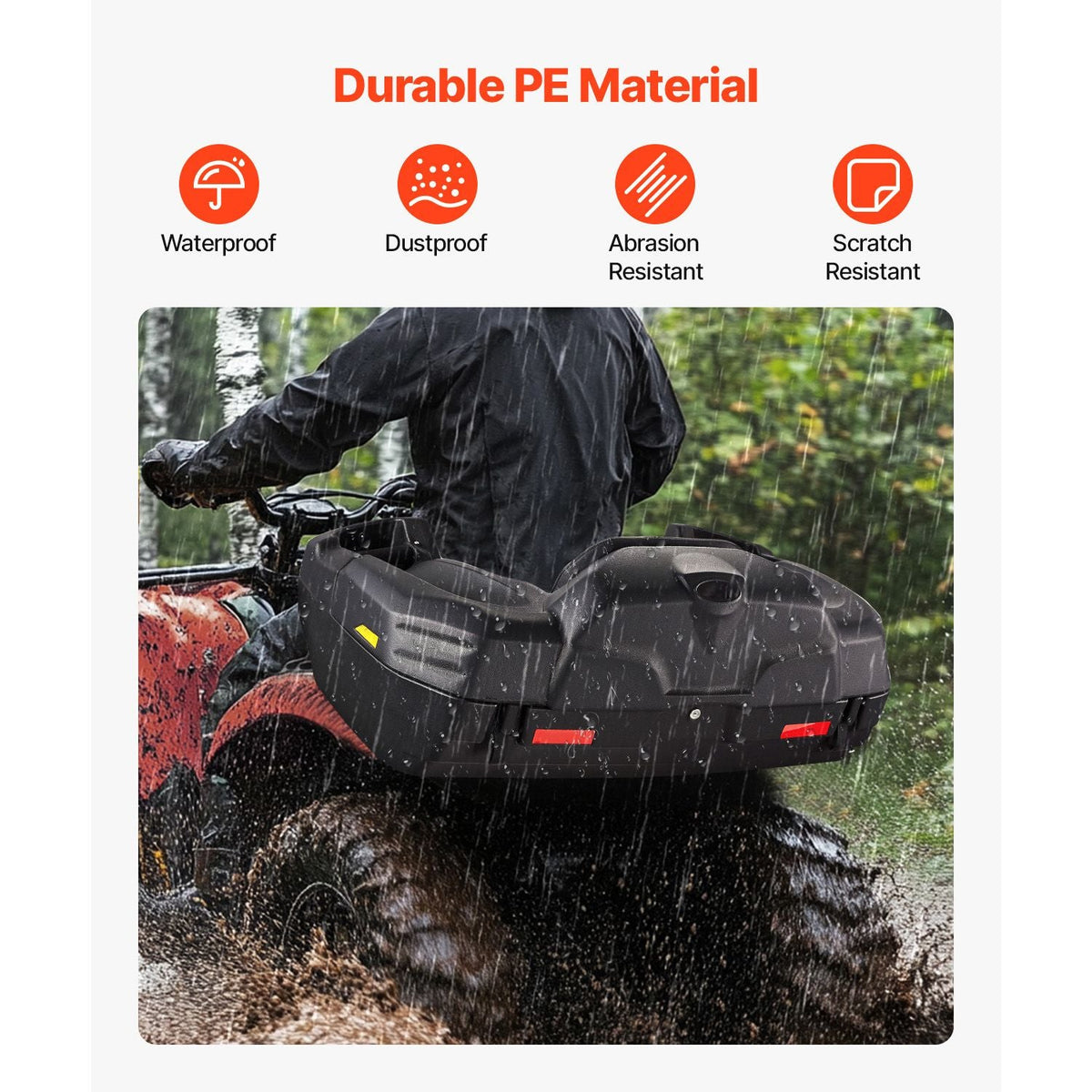 ATV Rear Storage Box and Lounger, 95L ATV Cargo Box with Seat & Backrest, Waterproof LLDPE & Lockable Lounger Storage Box Fit Most ATVs with Rear Rack, Compatible with ATV, UTV, Can-Am Vehicles