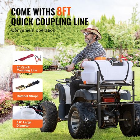 ATV Spot Sprayer, 15.9 Gal/60 L ATV/UTV Broadcast Sprayer with A Nozzle Boom, 12 V Pump Weed Sprayer with Water Tank, 1.9 GPM Flow Rate, Adjustable 0-72 PSI, 20FT Hose, White