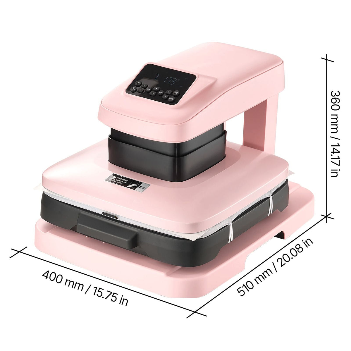 Auto Heat Press Machine, 15 x 15 inch, T-Shirt Press Machine with Auto Release and Adjustable Pressure, Digital Display, Rapid Heating, for Sublimation, Vinyl, Heat Transfer Projects, Pink