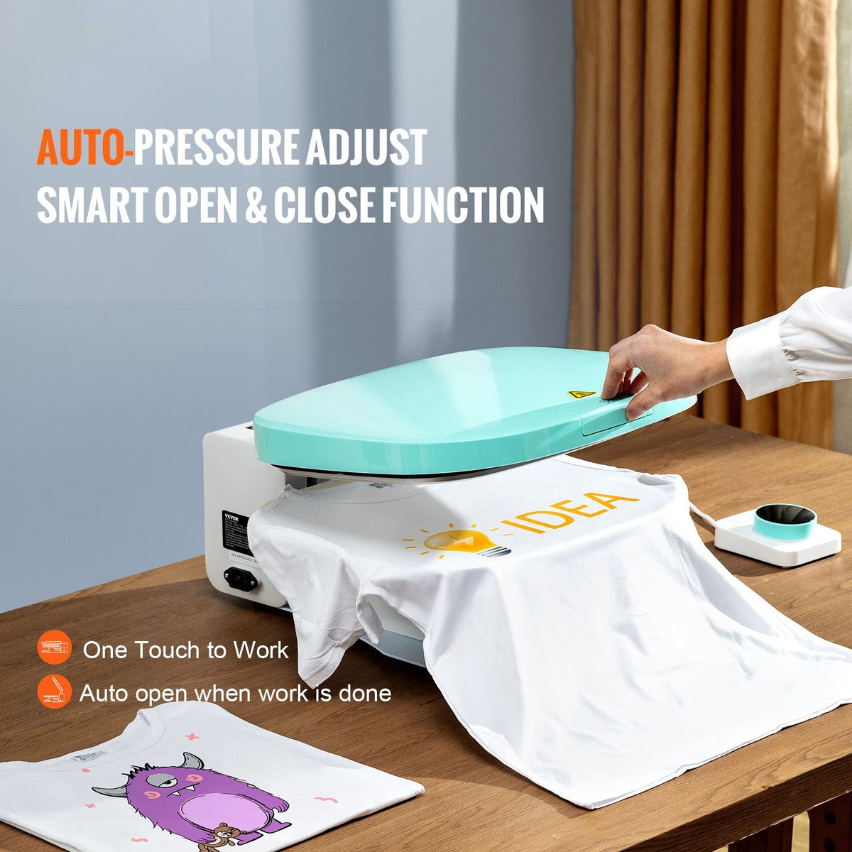 Auto Heat Press, Smart Heat Press Machine for T-Shirts, Knob Design Easy Press, Large Mica Heat Plate, Heat Up Fast, Professional Heat Press for Sublimation, Viny Tested to UL Standards