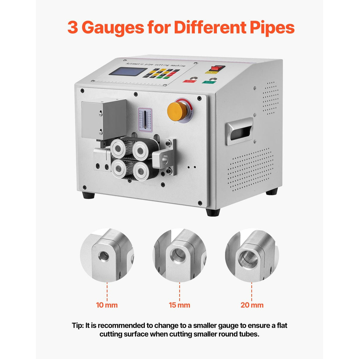 Auto Heat-Shrink Tube Cutter, Automatic Pipe Cutting Machine with LCD Display, 1mm-20mm Cutting Diameter, 0.1mm-99999.9mm Cutting Length, Ideal for PVC PE Tube, Silicone Tube, Soft Water Pipe