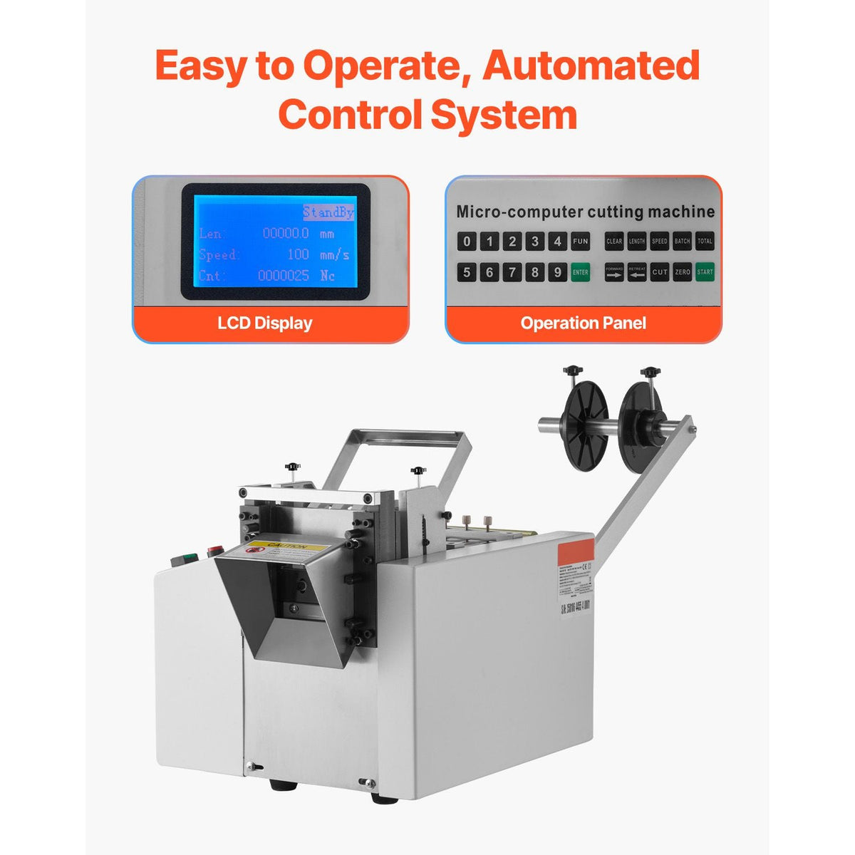 Auto Heat-Shrink Tube Cutter, Cable Pipe Cutting Machine with 1mm-85mm Cutting Width, 0.1mm-99999.9mm Length, Automatic Tube Cutter for Heat Shrink Tube, Fiberglass Tube, Cable, Yellow Wax Tubes