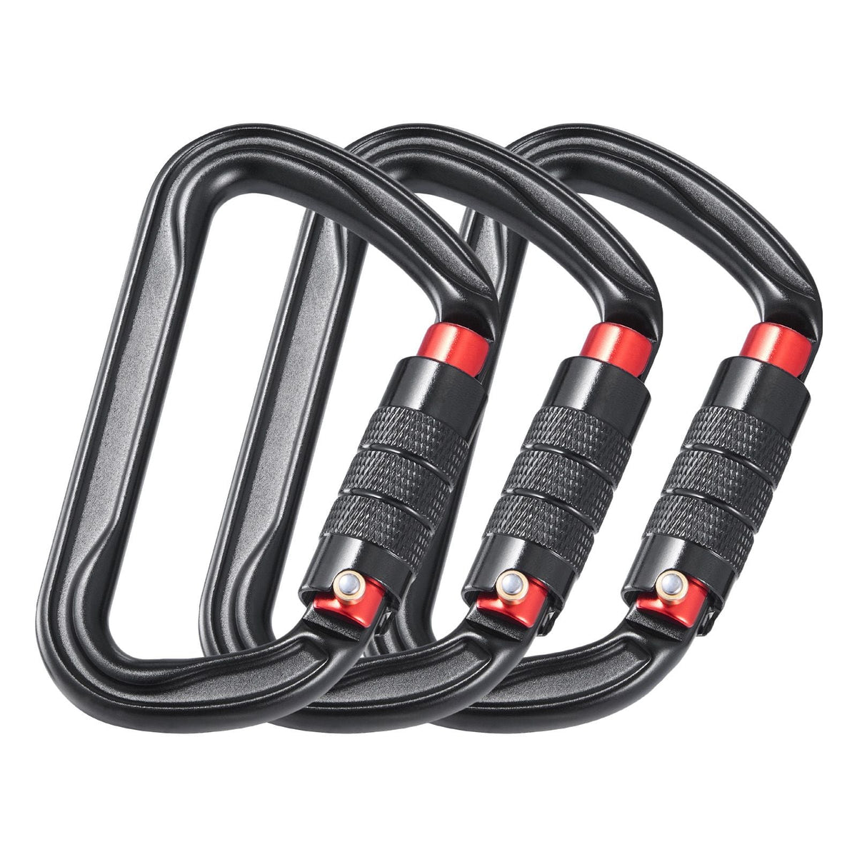 Auto Locking Carabiner Clips, 3 PCS Heavy Duty Caribiner, Professional 30 KN / 6744 lbs Spindle Strength, D-Shaped for Climbing,Hiking,Rappelling,Rescue,Dog Leash,Hammocks, Swings