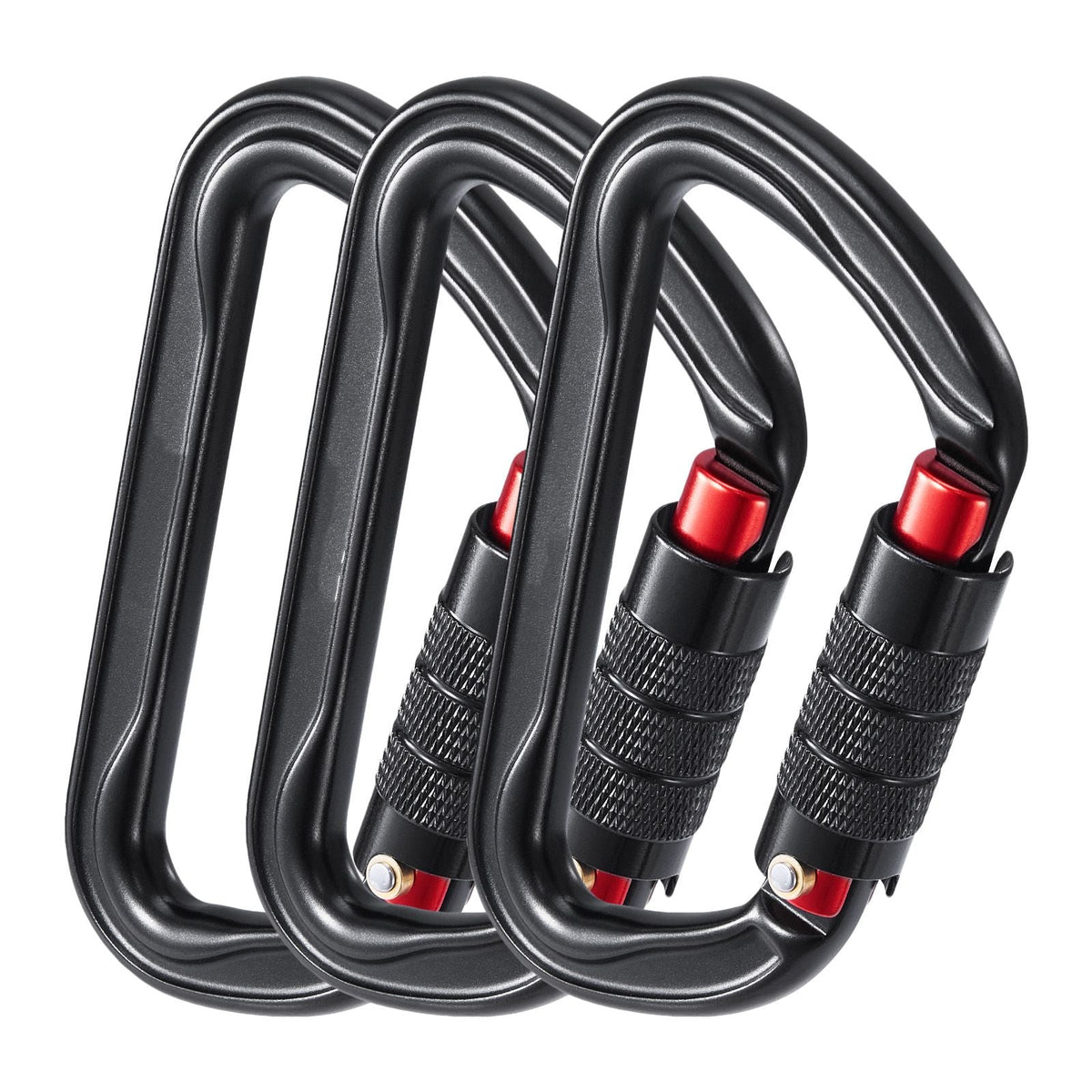 Auto Locking Carabiner Clips, 3 PCS Heavy Duty Caribiner, Professional 30 KN / 6744 lbs Spindle Strength, D-Shaped for Climbing,Hiking,Rappelling,Rescue,Dog Leash,Hammocks, Swings