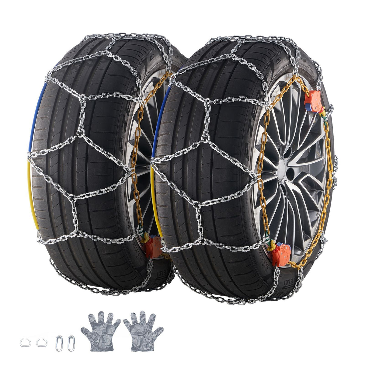 Auto Tightening Snow Chains, Diamond Mesh Traction Wheel Chains for Anti-slip, Alloy Steel Tire Chains for Tires 265/75-15, 265/75-16, LT265/75-16, 255/75-17, LT255/75-17, 275/45-22, 265/70-16