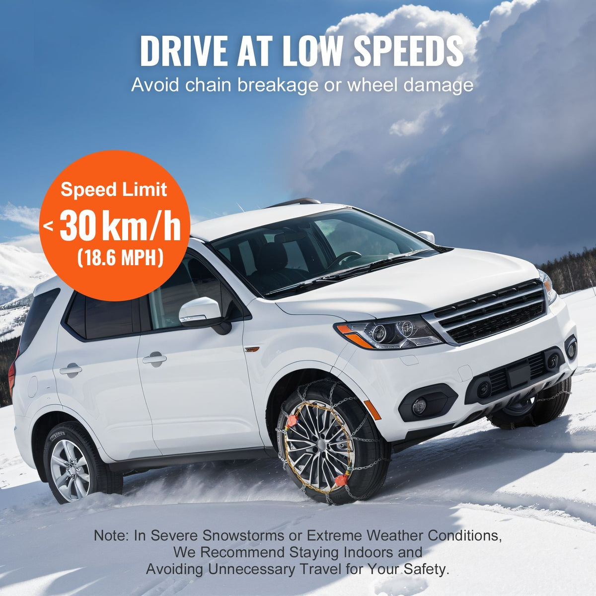 Auto Tightening Snow Chains, Diamond Mesh Traction Wheel Chains for Anti-slip, Alloy Steel Tire Chains for Tires 265/75-15, 265/75-16, LT265/75-16, 255/75-17, LT255/75-17, 275/45-22, 265/70-16