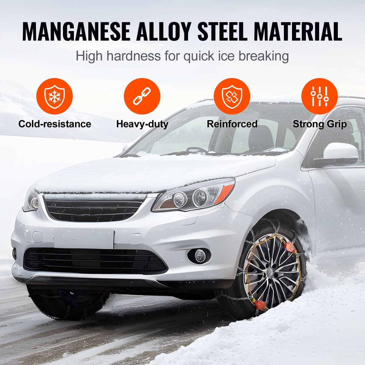 Auto Tightening Snow Chains, Diamond Mesh Traction Wheel Chains for Anti-slip, Alloy Steel Tire Chains for Tires 265/75-15, 265/75-16, LT265/75-16, 255/75-17, LT255/75-17, 275/45-22, 265/70-16