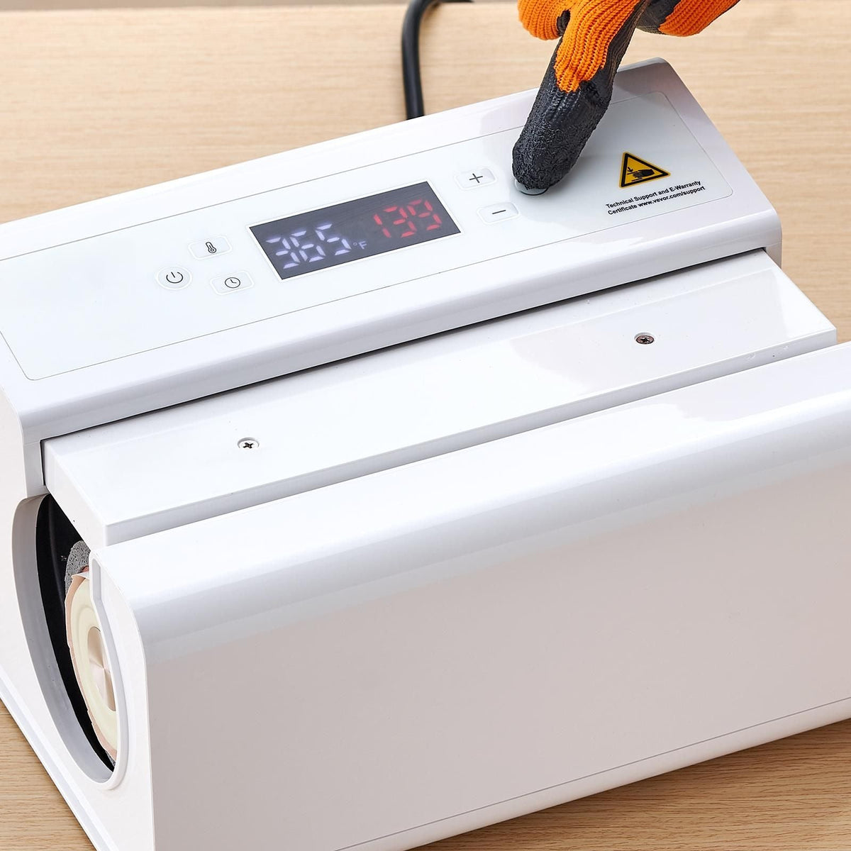 Auto Tumbler Heat Press Machine, Mug Heat Press for 11-30oz Sublimation Tumblers, Heat Up Fast and Even, Tumbler Press with Tape and Glove, Temp and Time Setting, for Tumblers, Cups, Mugs, White