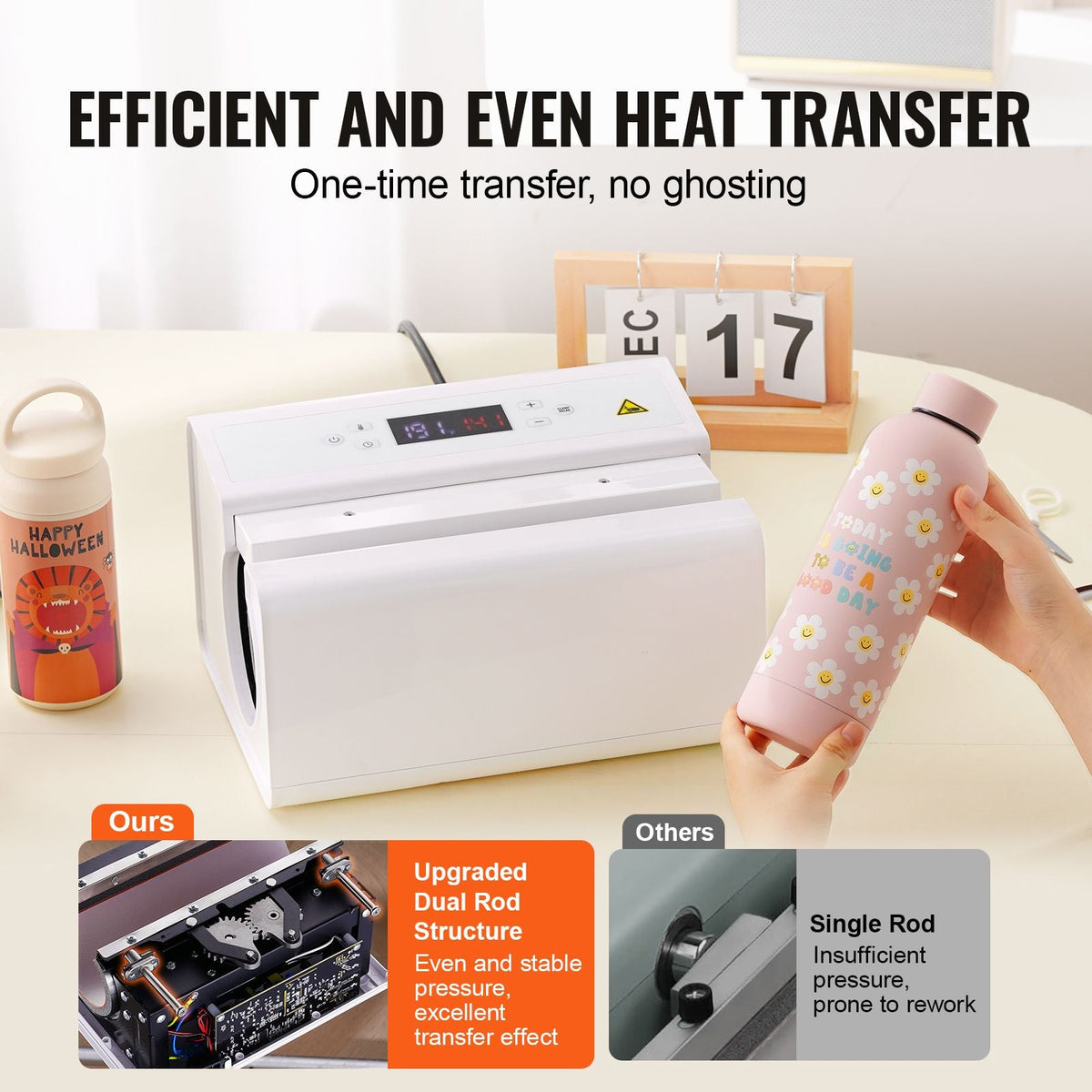 Auto Tumbler Heat Press Machine, Mug Heat Press for 11-30oz Sublimation Tumblers, Heat Up Fast and Even, Tumbler Press with Tape and Glove, Temp and Time Setting, for Tumblers, Cups, Mugs, White