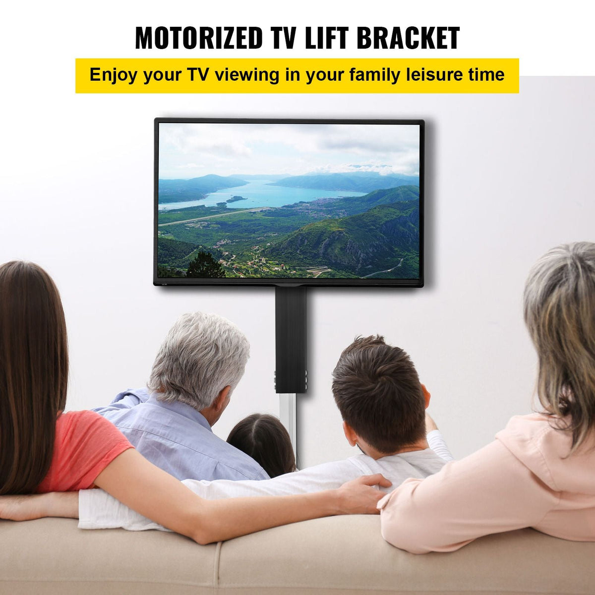 Automated TV Elevator, 31" Stroke for Up to 60" Screens, Adjustable Height 42"-73", Remote Controlled, Supports 132 lbs