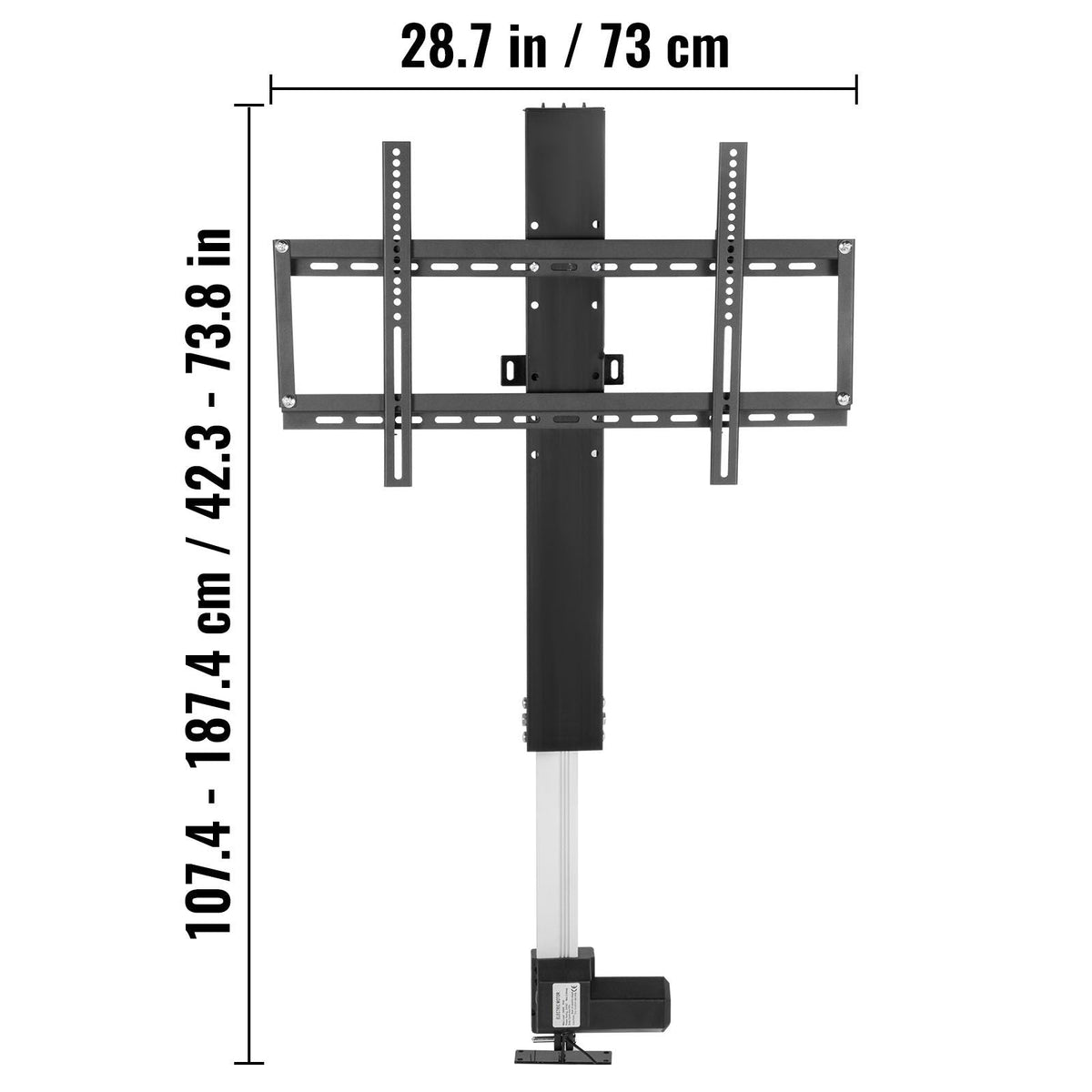 Automated TV Elevator, 31" Stroke for Up to 60" Screens, Adjustable Height 42"-73", Remote Controlled, Supports 132 lbs