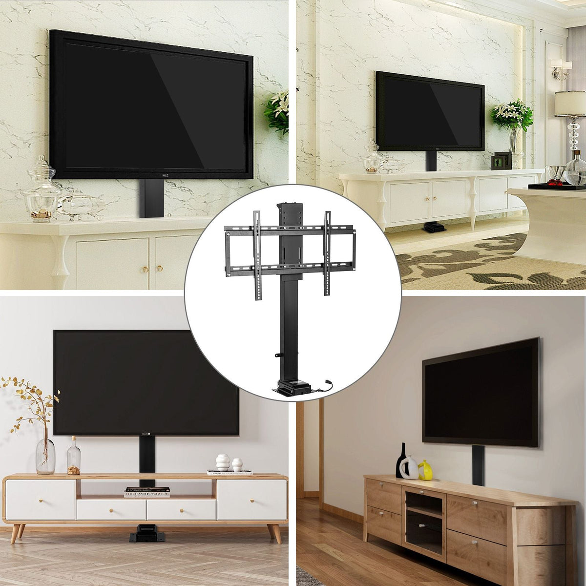 Automated TV Elevator, 39.4" Stroke, Supports 32-70" TVs, Adjustable Height 28.74-68.11", Remote Controlled, Max Load 154 lbs