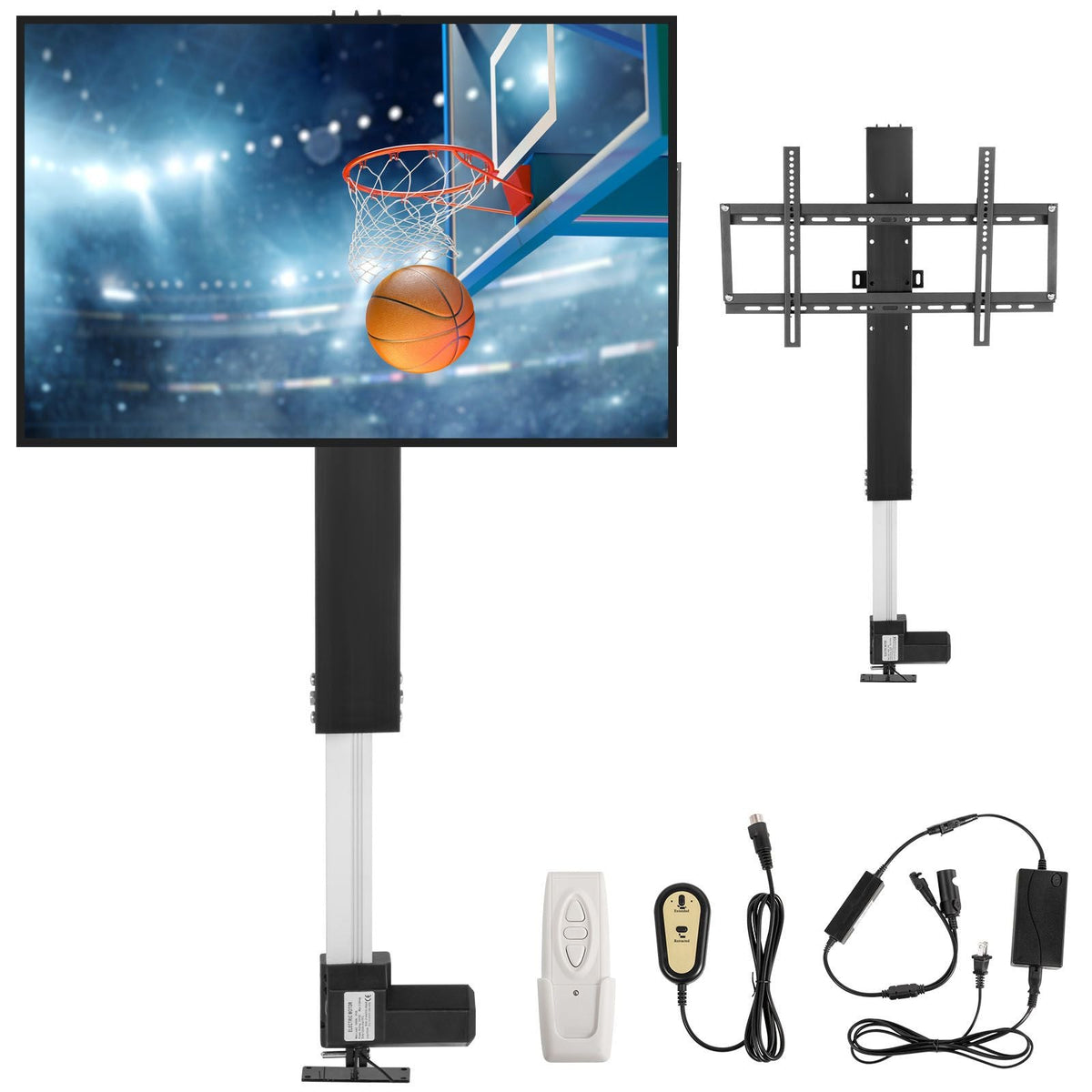 Automated TV Elevator for Up to 50" Screens, 28" Stroke with Adjustable Height from 38" to 65", Remote Controlled, Supports up to 132 lbs