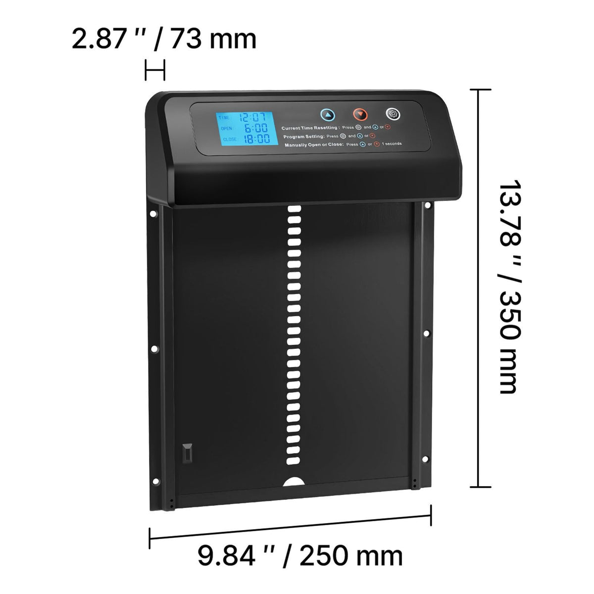 Automatic Chicken Coop Door, Battery Powered Chicken Coop Door with Timer & Manual Setting, Anti-Pinch Security, Durable Aluminum Alloy, Auto Chick Run Gate Opener with Waterproof Sealing, Black