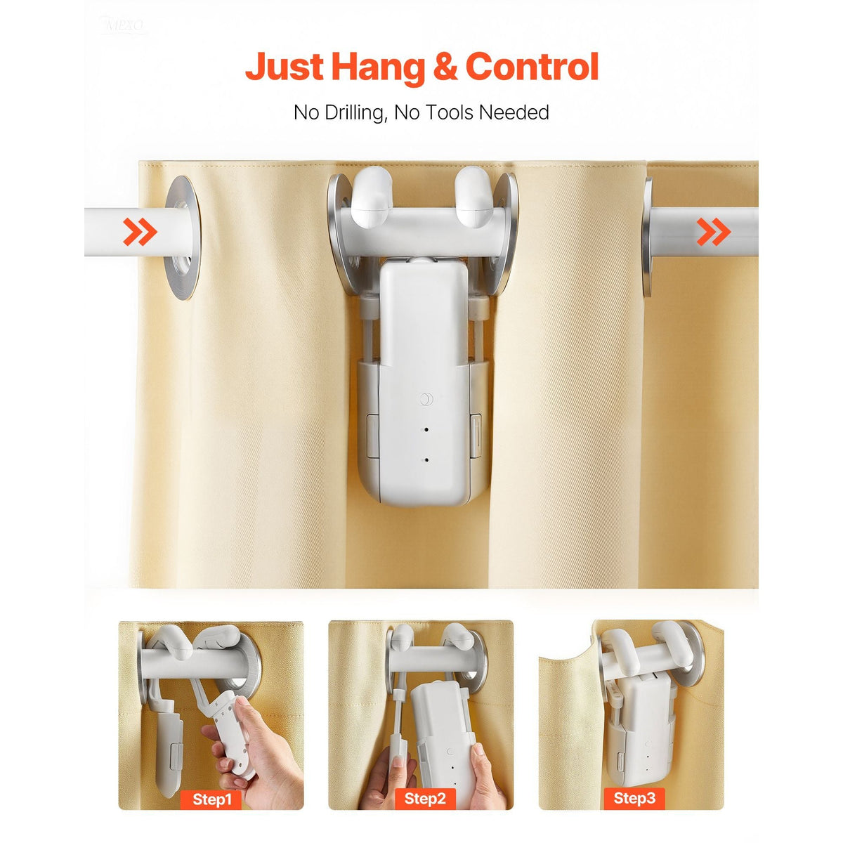 Automatic Curtain Opener, APP and Remote Control, Hub Included, Electric Smart Curtain Opener Compatible with Alexa and Google Home, Timed Opening and Closing, Silent Mode, for Roman Rods