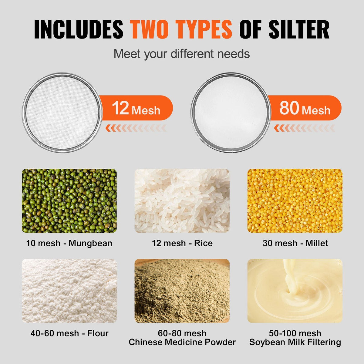 Automatic Electric Vibrating Sieve, Stainless Steel Sifter Shaker Machine with 12+80 Mesh, 45W Automatic Powder Sifter Machine Countertop, Electric Sieve Shaker for Flour Powers, Mungbean, Rice