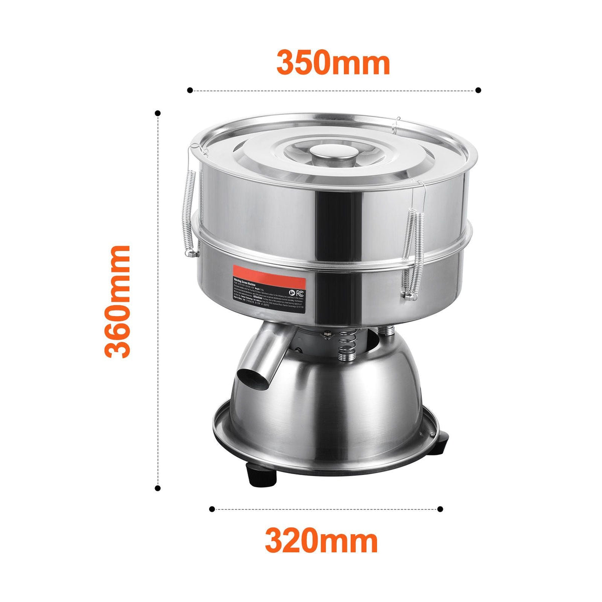 Automatic Electric Vibrating Sieve, Stainless Steel Sifter Shaker Machine with 40+60 Mesh, 45W Automatic Powder Sifter Machine Countertop, Electric Sieve Shaker for Flour Powers, Mungbean, Rice