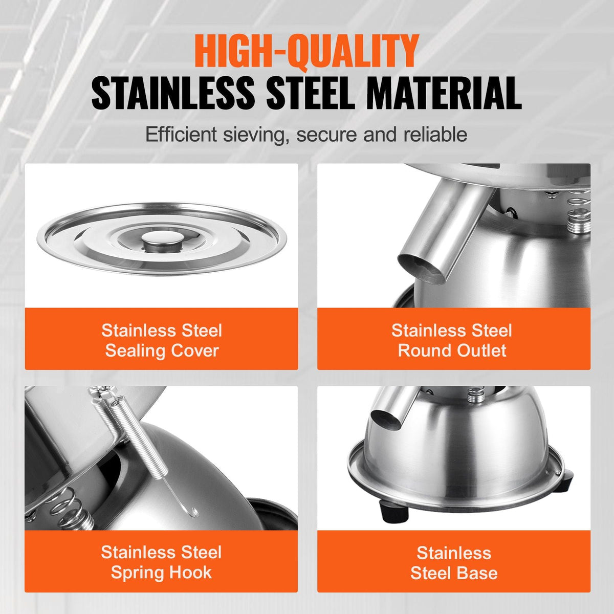 Automatic Electric Vibrating Sieve, Stainless Steel Sifter Shaker Machine with 40+60 Mesh, 45W Automatic Powder Sifter Machine Countertop, Electric Sieve Shaker for Flour Powers, Mungbean, Rice