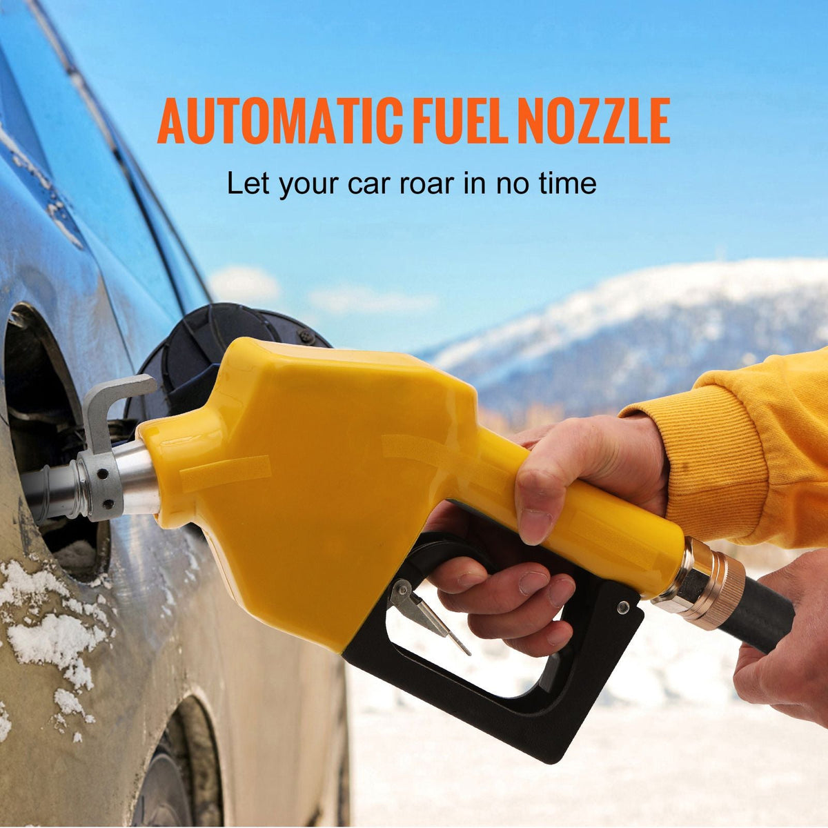 Automatic Fuel Nozzle, 3/4" NPT Inlet Thread & 13/16" Spout, 11 GPM Max Flow Rate, Auto Shut Off, Aluminum & PVC Gas Pump Handle with 360° Swivel for Gasoline Diesel Kerosene Biodiesel Refilling