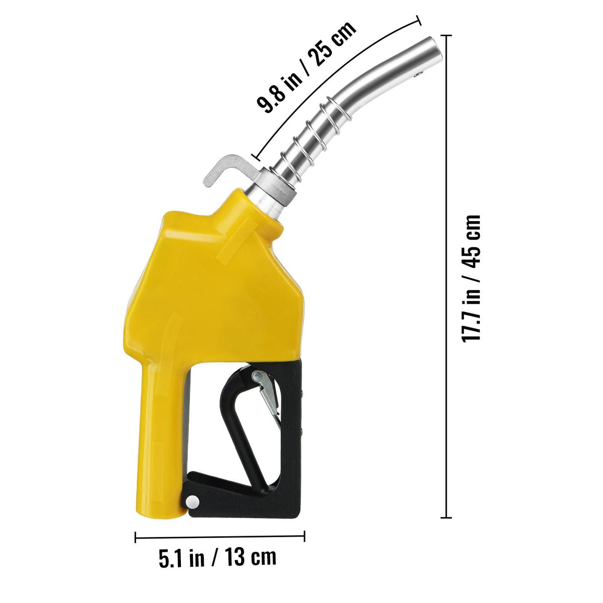 Automatic Fuel Nozzle, 3/4" NPT Inlet Thread & 13/16" Spout, 11 GPM Max Flow Rate, Auto Shut Off, Aluminum & PVC Gas Pump Handle with 360° Swivel for Gasoline Diesel Kerosene Biodiesel Refilling