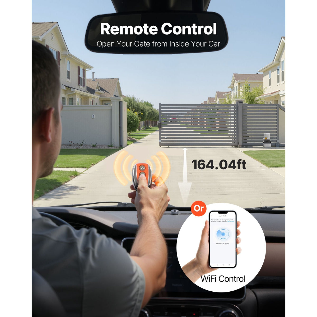 Automatic Gate Opener, 900W Electric Sliding Gate Opener for Doors up to 65.6ft 4409lbs, Chain Drive Rolling Door Motor with Infrared Sensor & 2 Remote Controls, Driveway Gates Opening System
