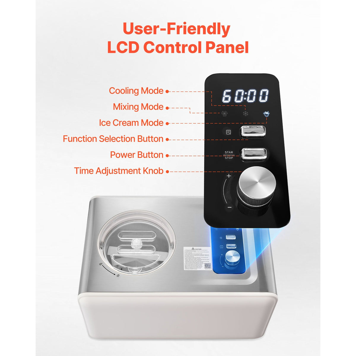 Automatic Ice Cream Maker with Built-in Compressor, 2 Quart No Pre-freezing Gelato Maker, Electric Sorbet-Maker, 3 Modes Compressor Ice Cream Machine for Home Kitchen