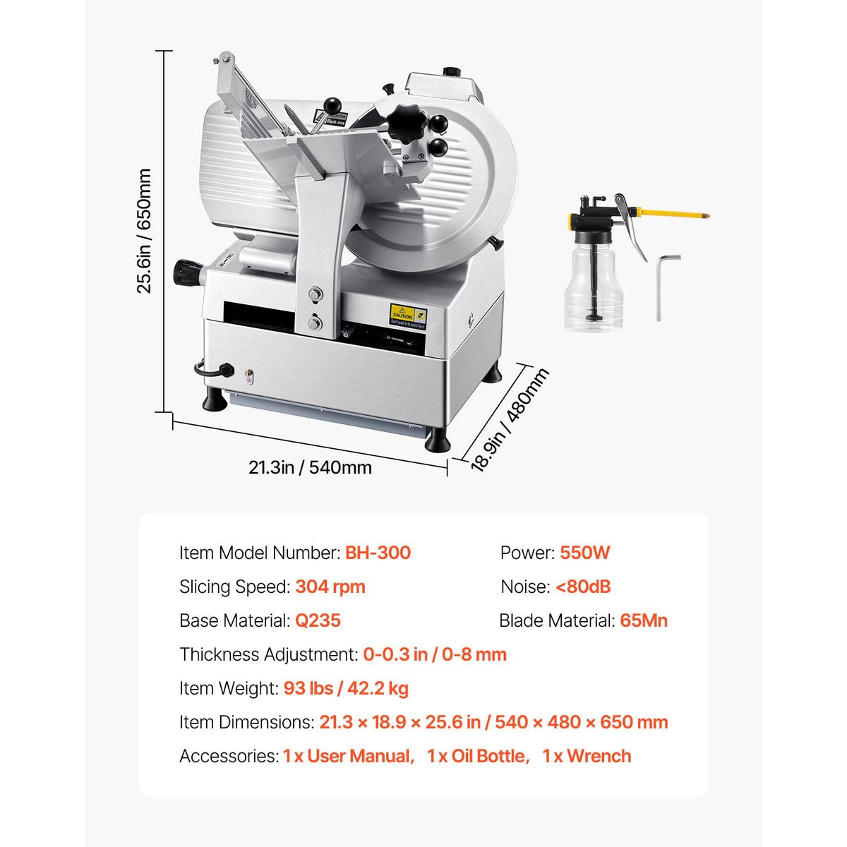 Automatic Meat Slicer, 180W + 370W Deli Slicer with a 12 inch Premium 65Mn Blade, 0-0.3 inch Adjustable Thickness, Electric Food Slicer Machine for Meat, Vegetables, Hard Bread, and Cheese