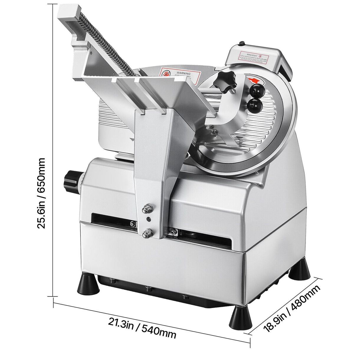 Automatic Meat Slicer, 500W, Electric Deli Slicer Machine with 10 inch Sharp 75Cr1 Steel Blade, 0-0.67 inch Adjustable Thickness, 633 RPM Fast Slicing, for Frozen Meat, Cheese, and Bread