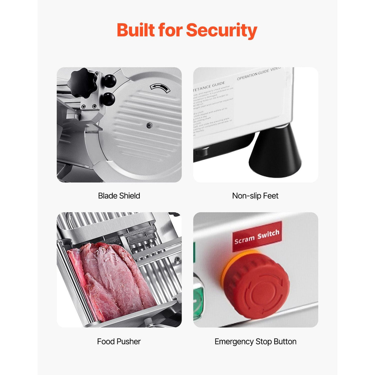 Automatic Meat Slicer, 500W, Electric Deli Slicer Machine with 10 inch Sharp 75Cr1 Steel Blade, 0-0.67 inch Adjustable Thickness, 633 RPM Fast Slicing, for Frozen Meat, Cheese, and Bread