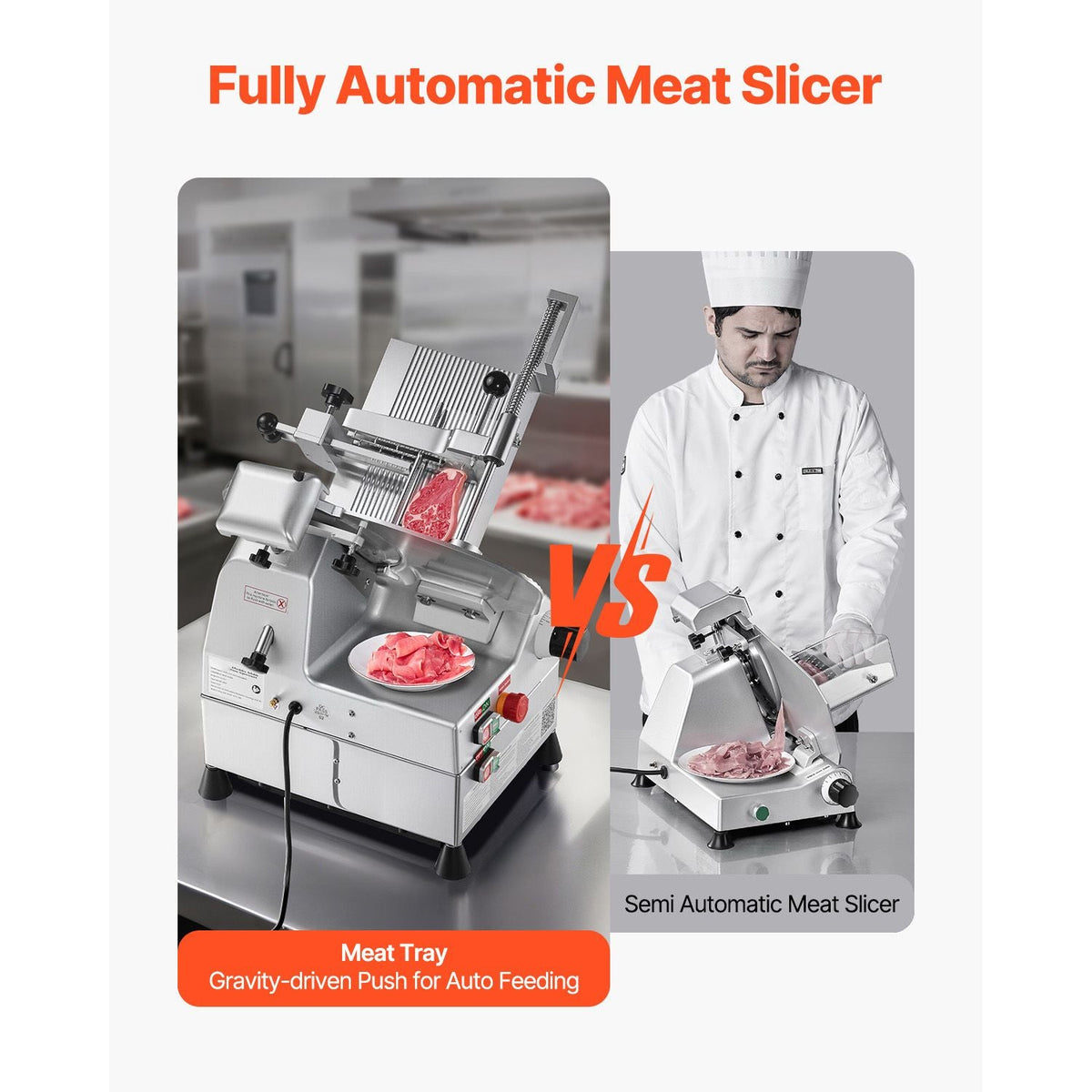 Automatic Meat Slicer, 500W, Electric Deli Slicer Machine with 10 inch Sharp 75Cr1 Steel Blade, 0-0.67 inch Adjustable Thickness, 633 RPM Fast Slicing, for Frozen Meat, Cheese, and Bread