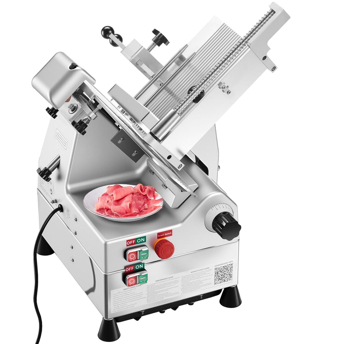 Automatic Meat Slicer, 500W, Electric Deli Slicer Machine with 10 inch Sharp 75Cr1 Steel Blade, 0-0.67 inch Adjustable Thickness, 633 RPM Fast Slicing, for Frozen Meat, Cheese, and Bread