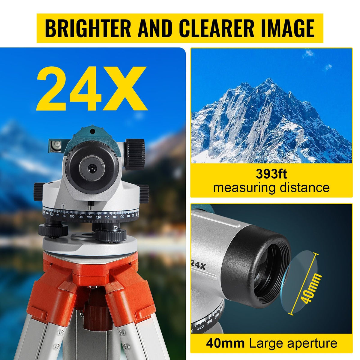 Automatic Optical Level 24X Optical Auto Level Kit High Precision Height/Distance/Angle Level Measure Builders Level with Magnetic Dampened Compensator and Transport Lock, IP54 Waterproof