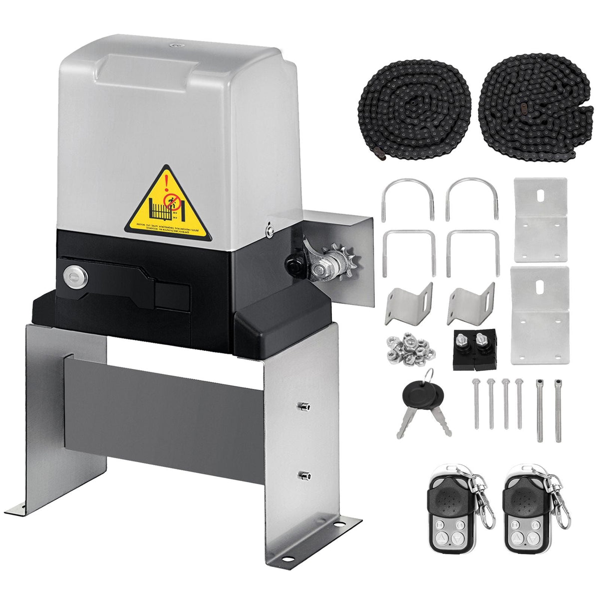 Automatic Sliding Gate Opener 1400LBS with 2 Remote Controls, Gate Operator Hardware Kit for Security, Move Speed 43ft Per Min, Electric Rolling Driveway Slide Gate Motor