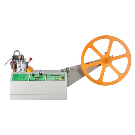 Automatic Webbing Cutting Machine, Hot and Cold Ribbon Cutting Machine with Adjustable Temperature and LCD Display, Zipper Tapes Cutter for Nylon Webbing, Elastic Bands, Shoelaces