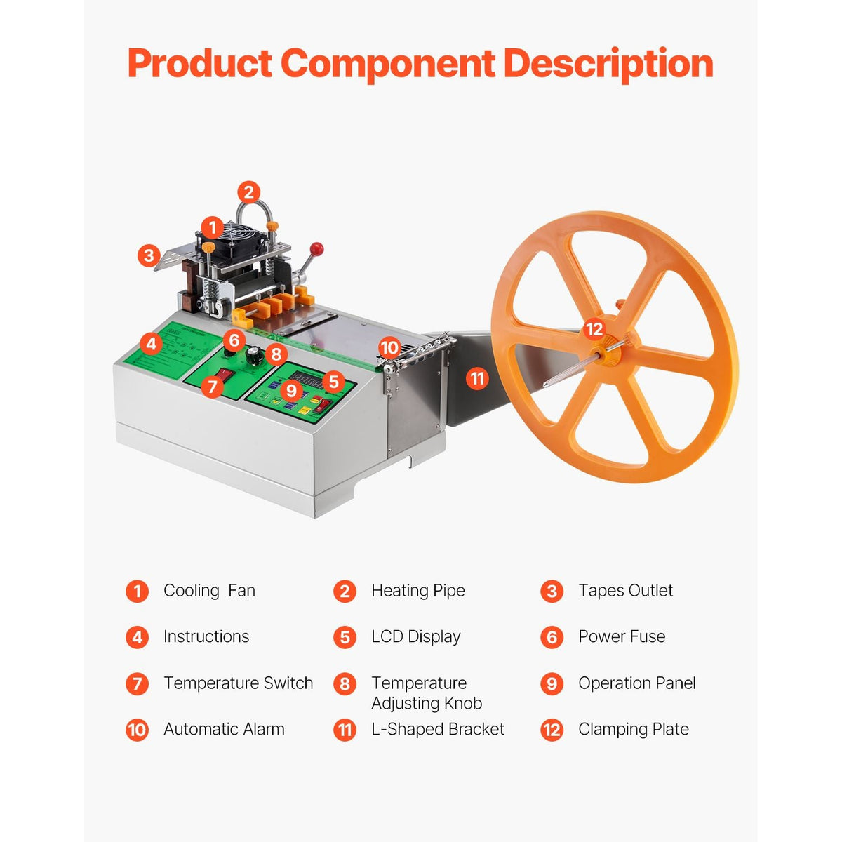 Automatic Webbing Cutting Machine, Hot and Cold Ribbon Cutting Machine with Adjustable Temperature and LCD Display, Zipper Tapes Cutter for Nylon Webbing, Elastic Bands, Shoelaces