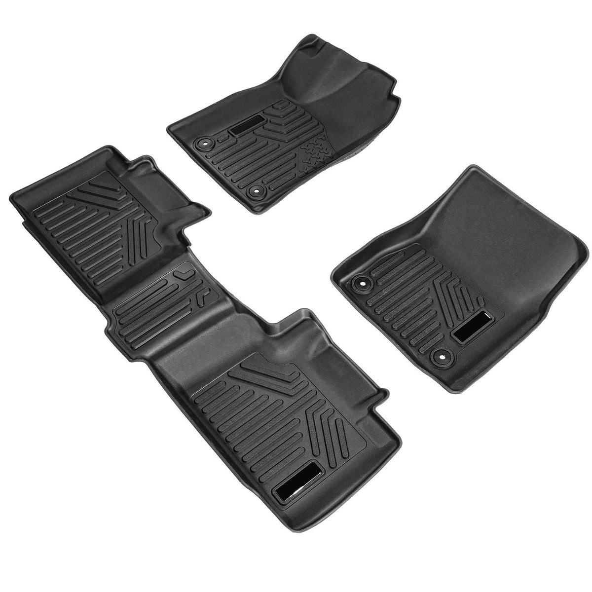 Automotive Floor Mats, Fits for Dodge Durango / Jeep Grand Cherokee 2016-2024 / 2016-2021, 3 pcs Front and 2nd Row Liners, All Weather Custom Fit TPE Vehicle Floor Mats, Easy to Clean, Black