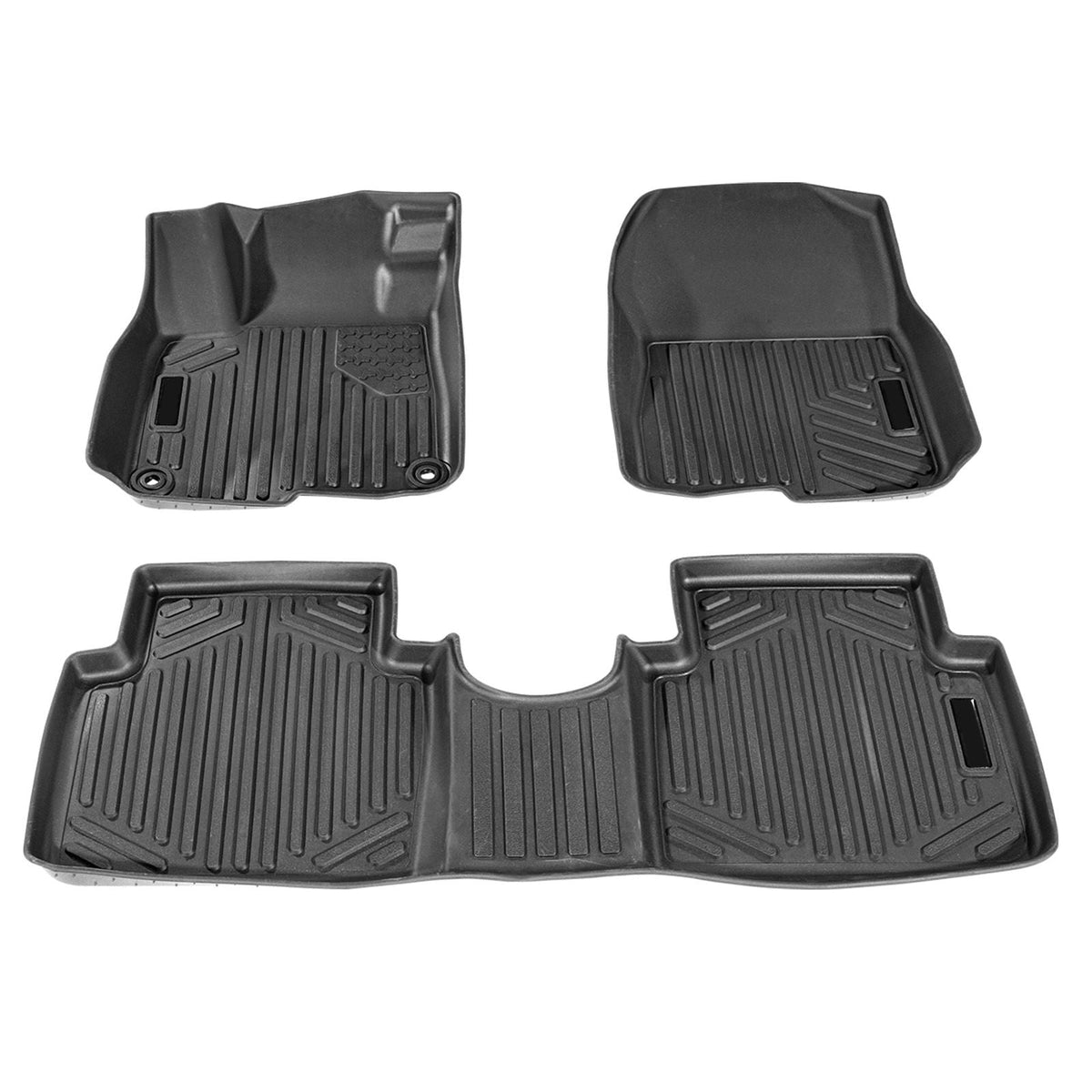 Automotive Floor Mats, Fits for Honda CR-V (Hybrid Models) 2017-2022, 3 pcs Front and 2nd Row Liners, All Weather Custom Fit TPE Vehicle Floor Mats, Easy to Clean Floor Liners for SUV, Black