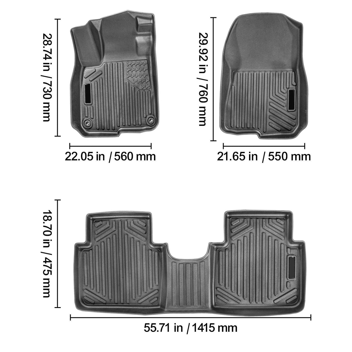 Automotive Floor Mats, Fits for Honda CR-V (Hybrid Models) 2017-2022, 3 pcs Front and 2nd Row Liners, All Weather Custom Fit TPE Vehicle Floor Mats, Easy to Clean Floor Liners for SUV, Black